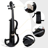 Glarry GV501 4/4 Full Size Acoustic Silent Electric Violin with Headphone - Black